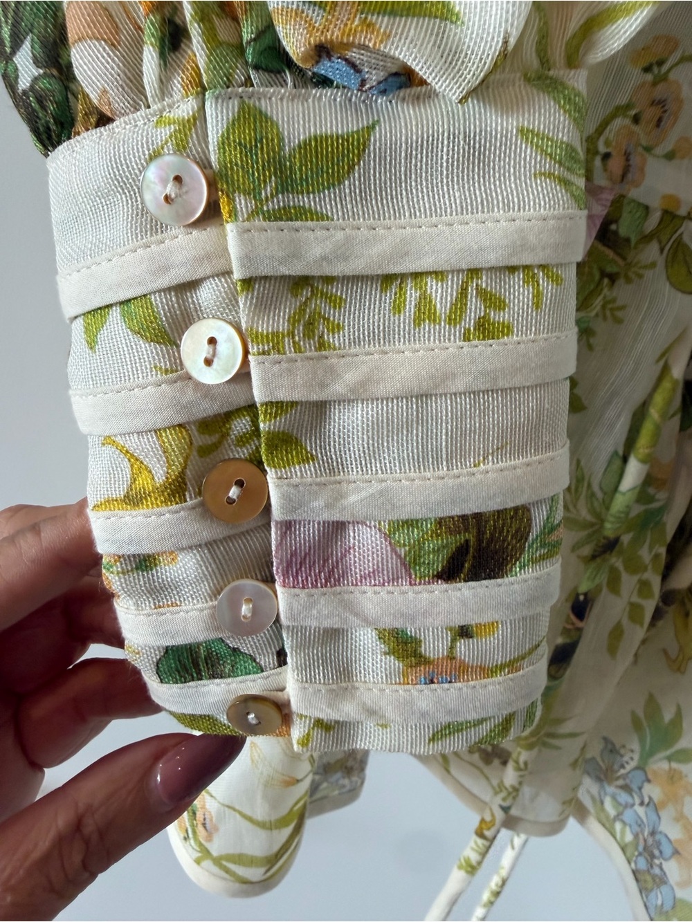 Alemais Cream Floral Long Sleeve Tiered Dress - Picture 9 of 11
